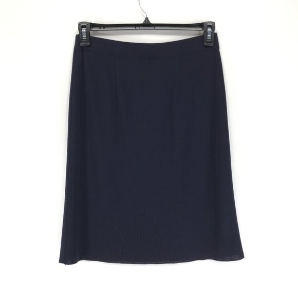 Misook A-Line Knit Skirt Women's Medium Navy Blue Stretch Pull-On Career Acrylic - Picture 3 of 7